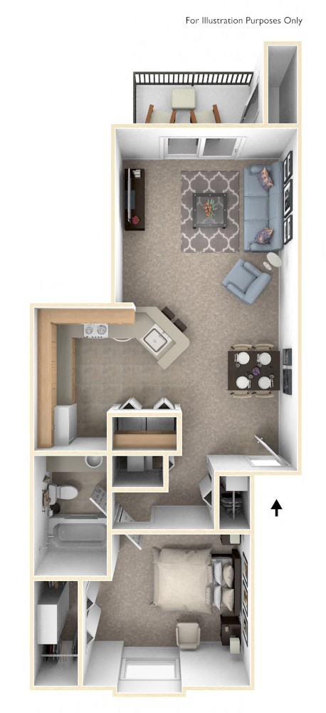 One Bedroom One Bath at Glenn Valley Apartments, Michigan